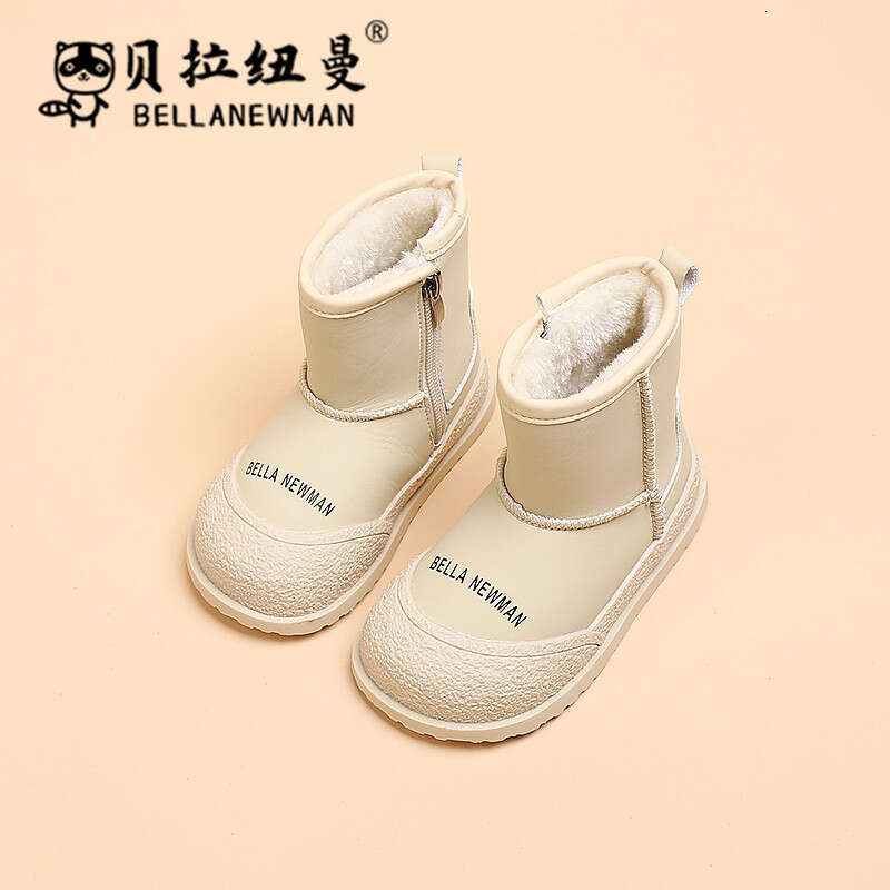 Children's Snow 2023 Winter Fleece Lined Thickened Warm Cotton Shoes Boys Black Short Girls Boots