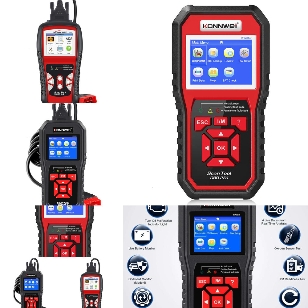 2025 KONNWEI Kw850 Obd2 Tools OBD 2 Auto Diagnostic Tool Check Engine Automotive Car Scanner Code Reader Black