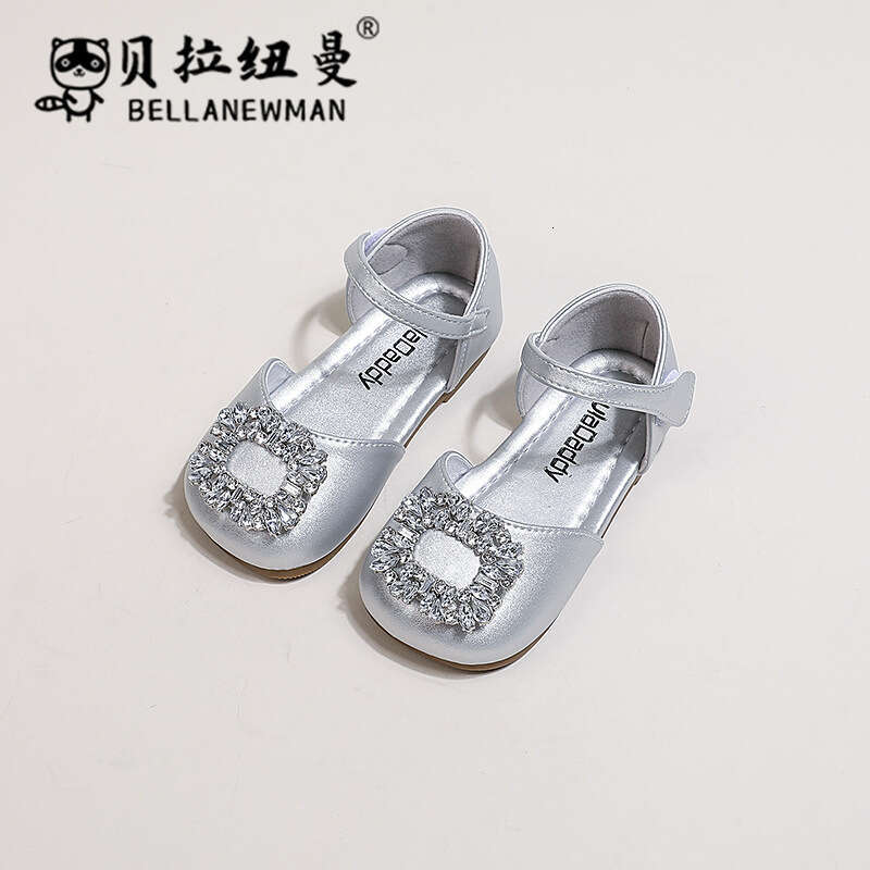 SHEIN Niche Design Girls' Princess Shoes 2025 Summer New Fashion Children's Rhinestone Closed-Toe Sandals