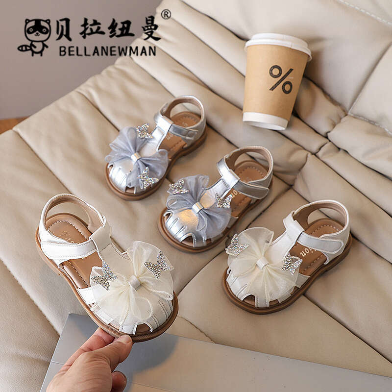 SHEIN Niche Design Sandals 2025 Summer New Girls' Stylish Bow Princess Children's Closed-Toe Shoes