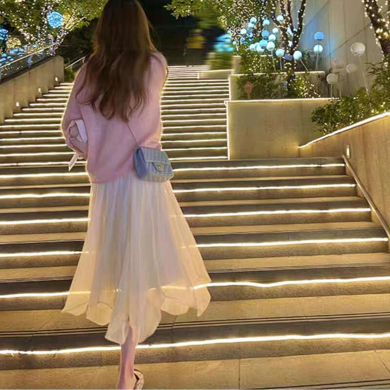 Gentle Mesh Half Women Summer Mid-Length Waist Slimming Flared Skirt Super Fairy Long B5