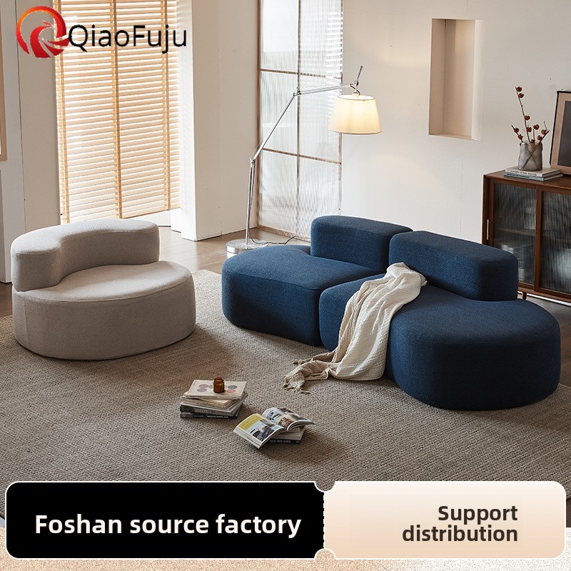 China sofa export module large sofa combination 3M cashew sofa curved designer fabric small apartment living room cross-border vacuum compression sofa