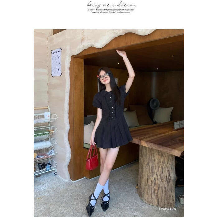 College White Puff Sleeve Shirt For Women Summer French Style Elegant Petite Waist-Cinching Sweet Short Dress B5