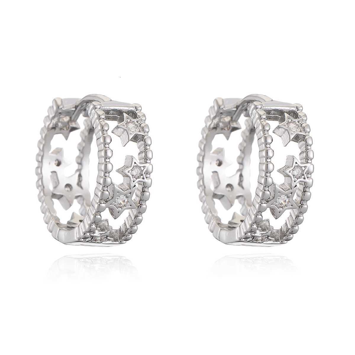 Hollow Out Design Star Cute Hoop Earrings For Wen Gold/Sier Color CZ Copper Jewelry Fem Y250714