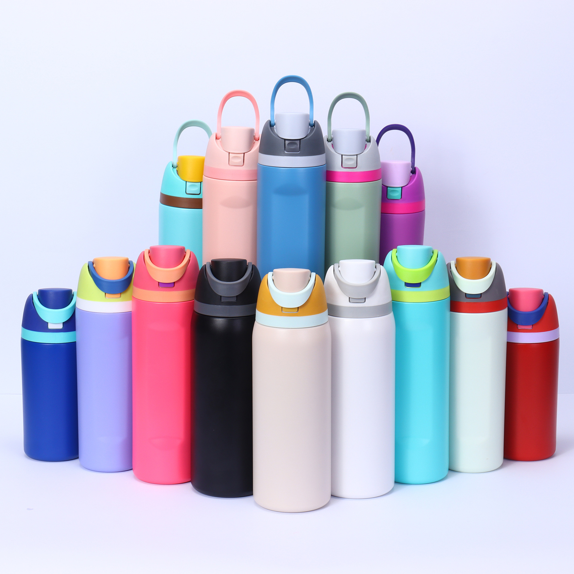 Owala Insulated Cup Stainless Steel Water Bottle with Straw BPA-Free Sports Water Bottle Great Travel Thermos Cup Denim 16 Oz 19 Oz 24 Oz 32 Oz Same D