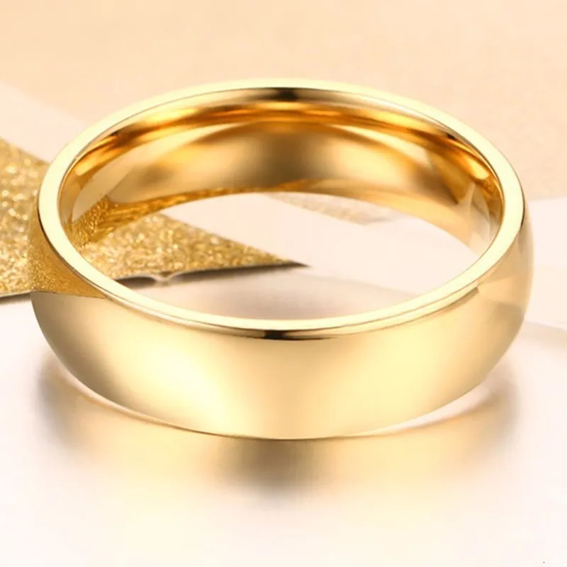 Gold Color Wedding Band Engagement Stainless steel Ring for Women Men US Sizes 4 5 6 7 8 9 10 11 12 13 14 15 250704