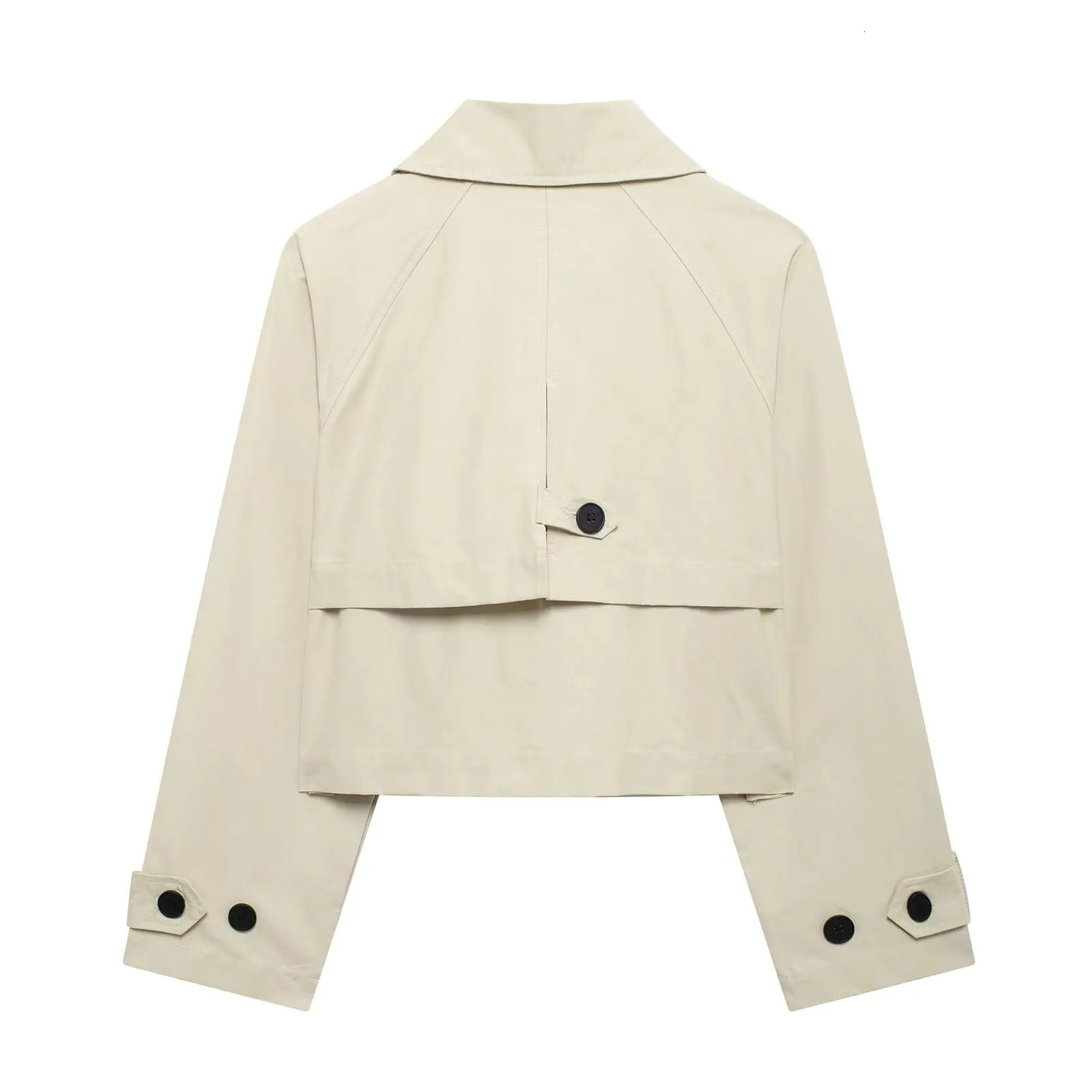 TRAF Women Autumn Fashion Short Jacket Coat Chic Lapel Casual Double-breasted All-match Thin Coat Outerwear Mujer 250708