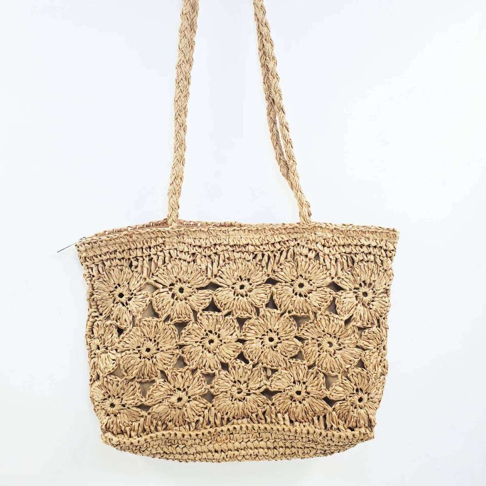 Summer Flower Woven Tote Bohemian Travel Straw for Women Handbags Designer Shoulder Bags Bali Beach Bag Shopper Purses