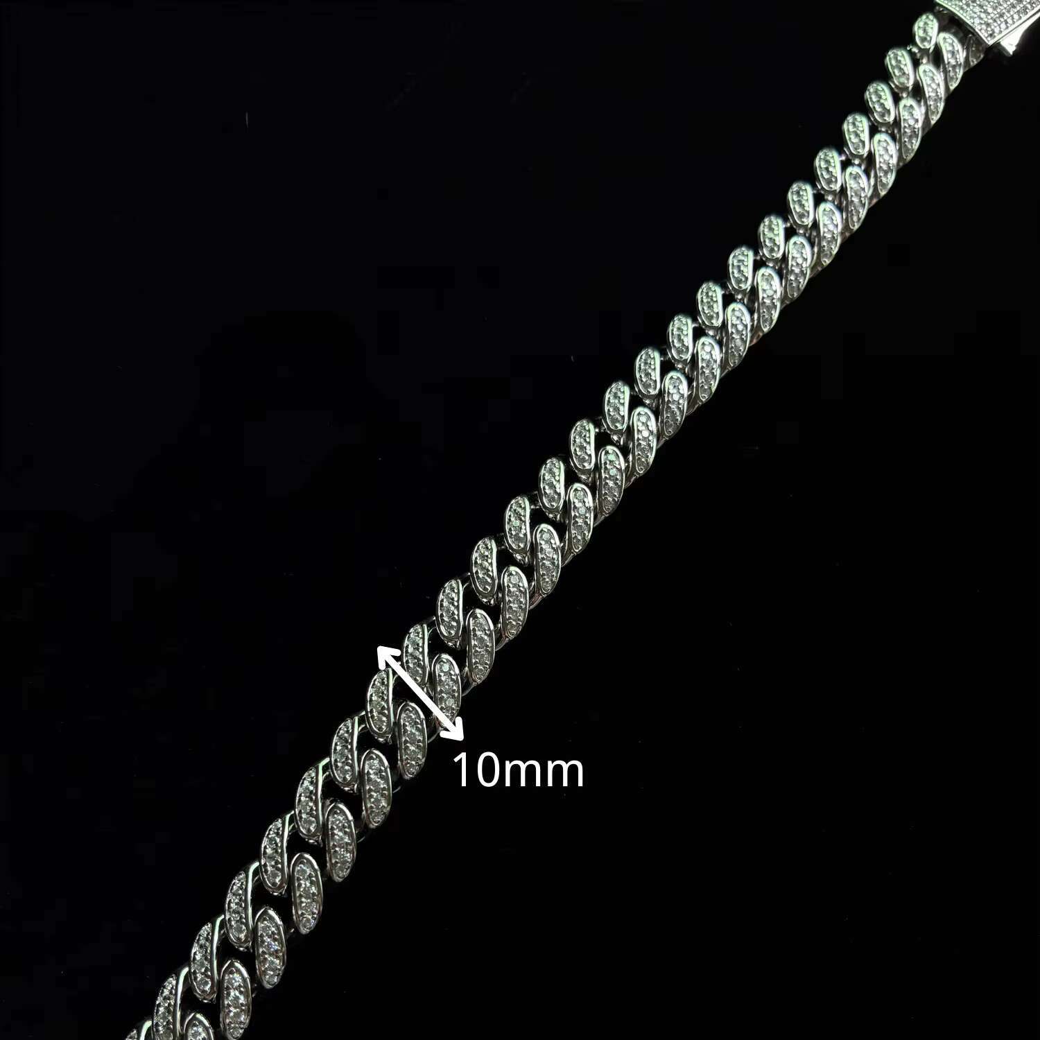 Vvs Moissanite Diamond 10mm Bracelet Mens Gold Plated S925 Cuban Link Chain Hiphop Bracelet Jewelry 10mm