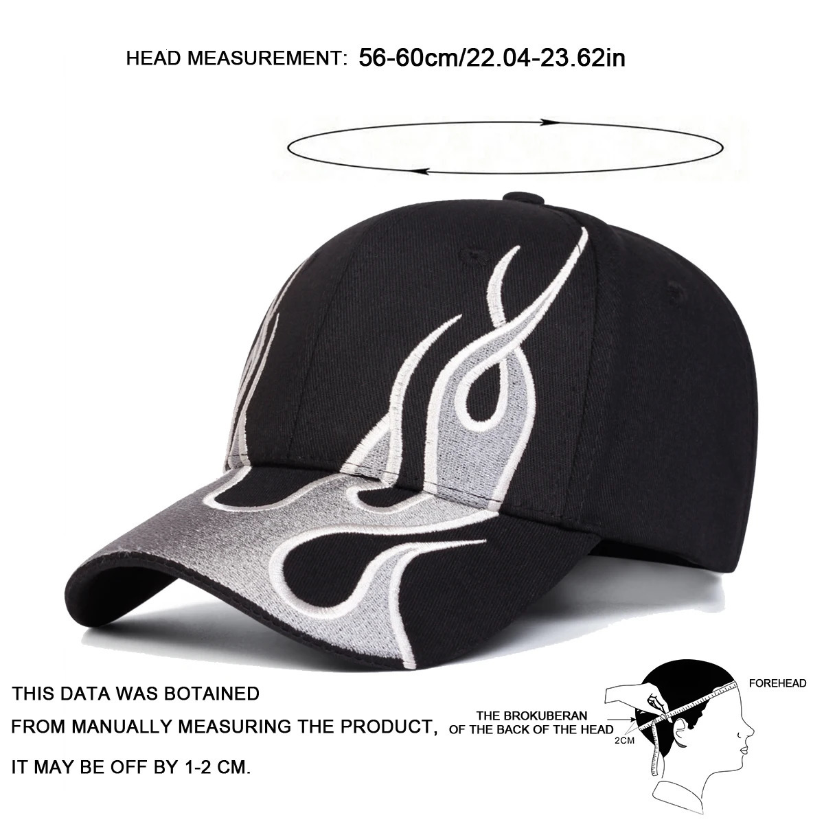 Unisex Flame Embroidery Baseball Caps Outdoor Adjustable Spring and Autumn Casual Sunscreen Hat 250704