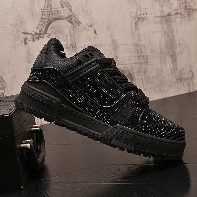 fashion sneaker free shipping Casual shoes trendy board shoes trendy brand rhinestone shoes fashionable personality fashionable versatile men bread sh