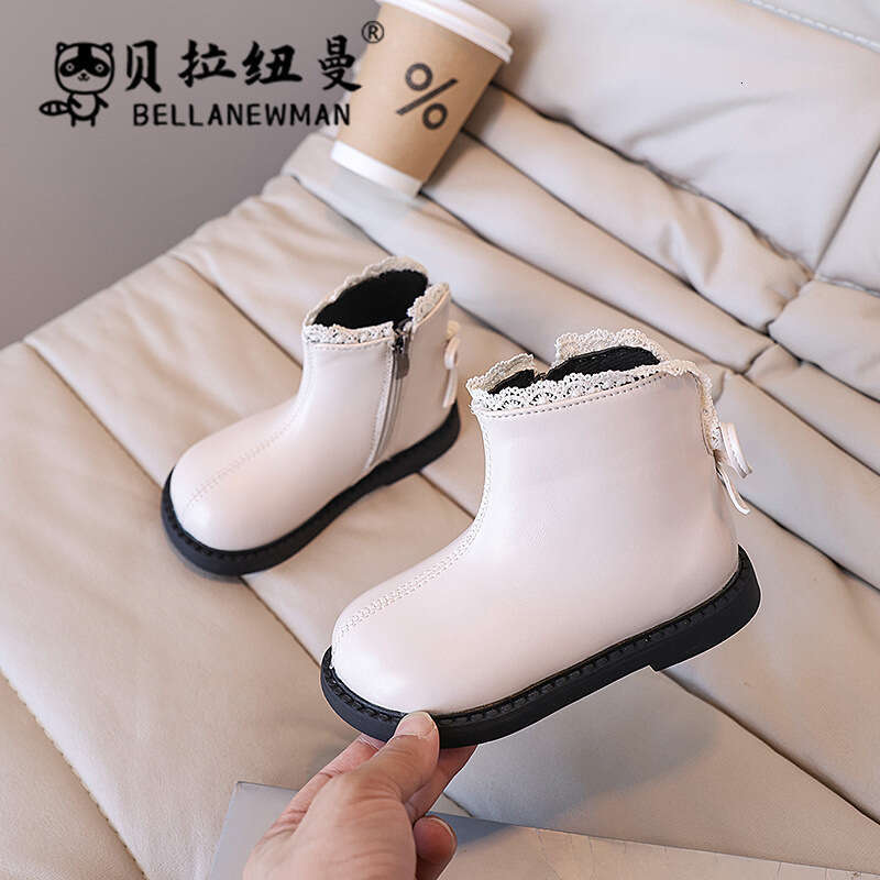Girls Lace Bow Princess Short 2024 Autumn New Korean Children's Fashion British Style Toddler Leather Boots