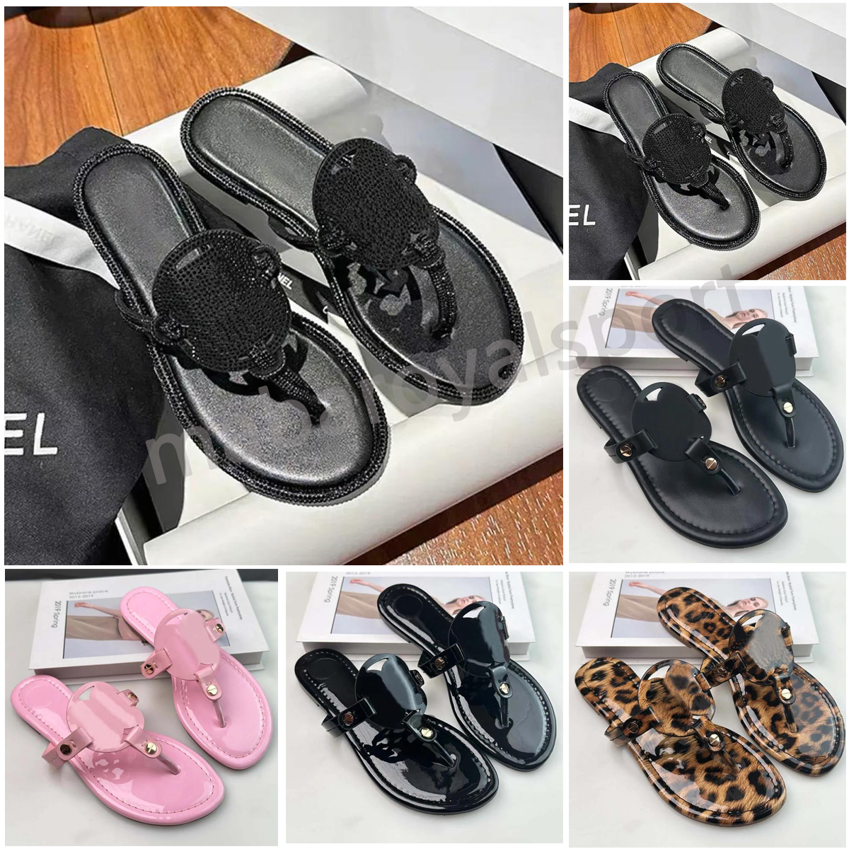 Designer Cut-Out Leather Sandals Women Flat Non-Slip Summer Beach oryburcgs Mules Slip-On Shoes Miller Patchwork Interlocking Slides rubber sole toryly burcgly