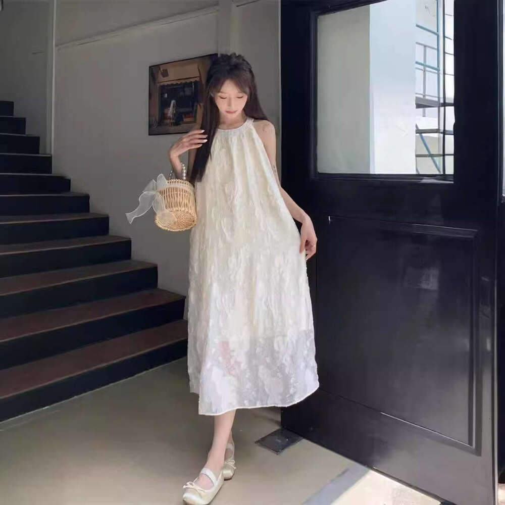 French Sleeveless Halter For Women, Summer New High-End Elegant Long Dress, Gentle Style A-Line Fairy Dress B5