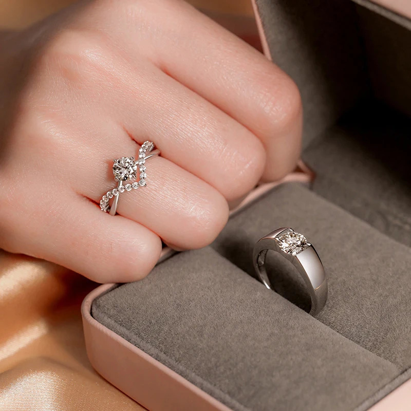 Korean Zircon Couple Ring For Women Men Silver Plated Love Forever Heart Adjustable Open Wedding Anniversary Jewelry 250704