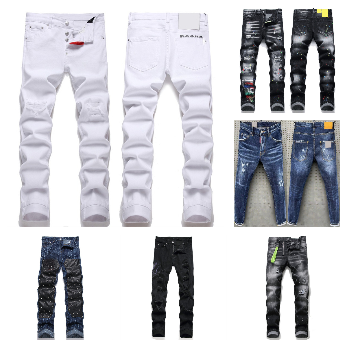 Men's Crystal Boot Cut Jeans Punk Black Stretch Denim Pants Rivet Slim Flared Trousers Fashionable Bootcut Trousers
