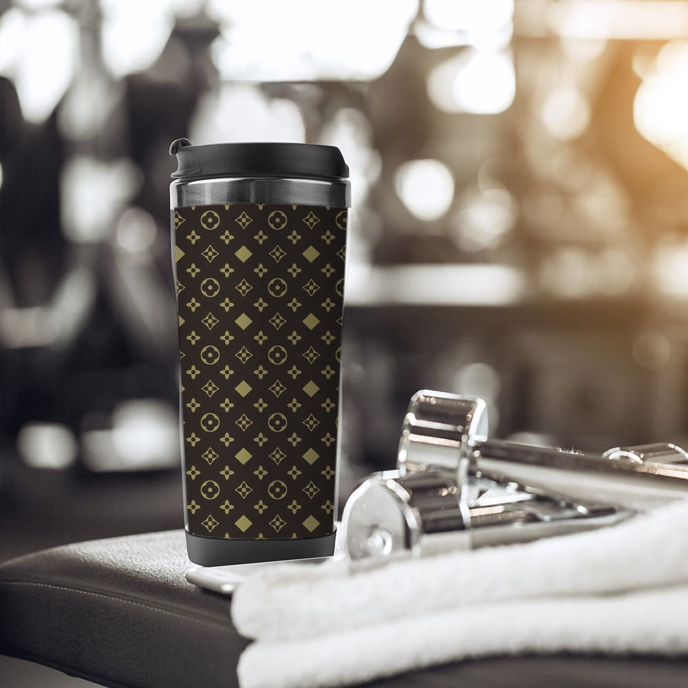 ddmythur Stainless steel water cup gold travel mug with flower and geometry pattern