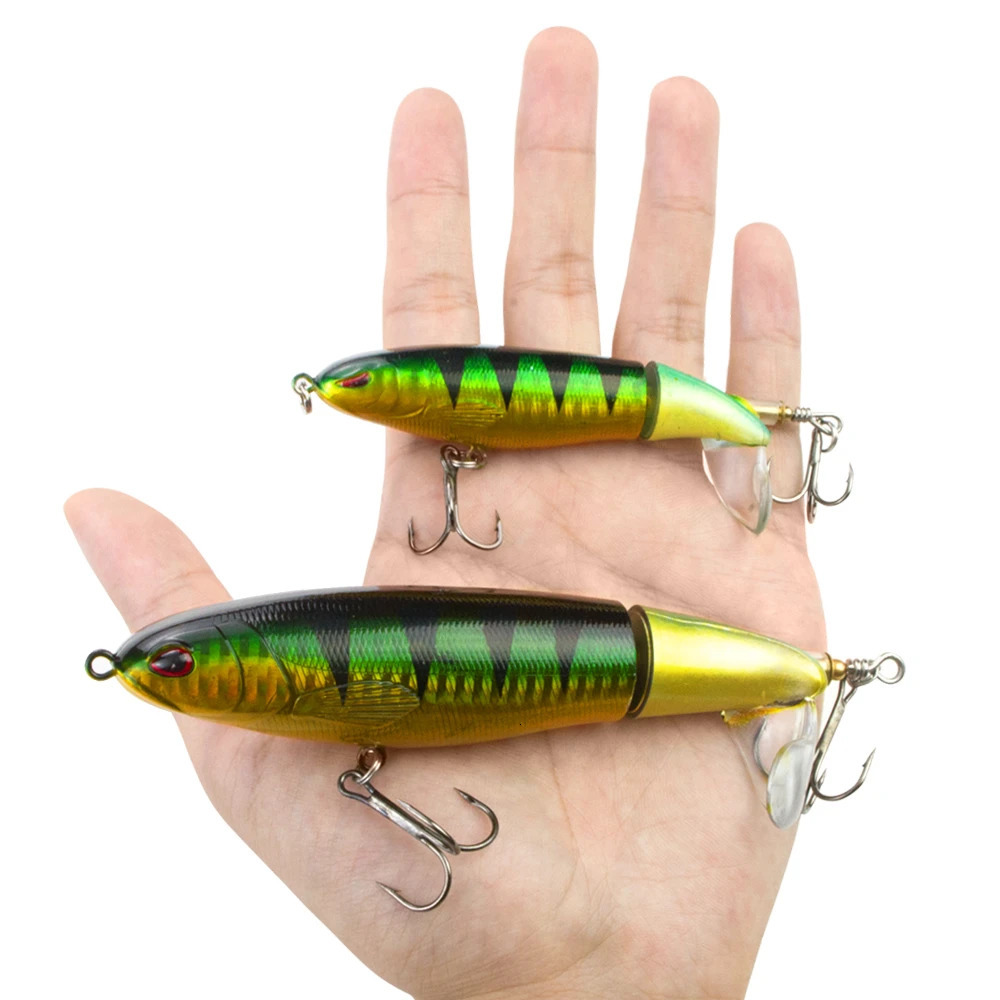10cm14cm Topwater Fishing Lure Whopper Popper Artificial Bait Hard Plopper Soft Rotating Tail Tackle 250708