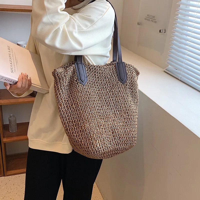 Summer Beach Bags For Women Handmade Rattan Woven Shoulder Bags Large Capacity Straw Bag Bohemian Casual Travel Handbag 250704