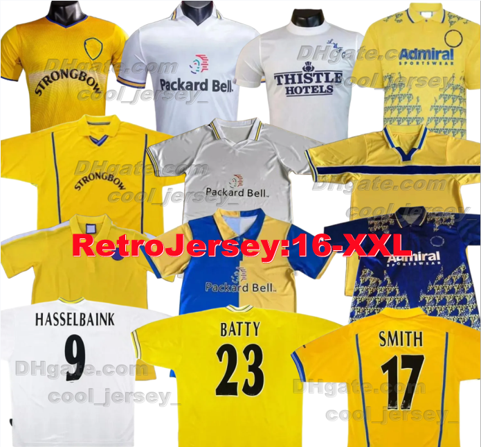 HASSELBAINK LEEDS Retro Soccer Jerseys United 1972 78 89 90 91 92 93 95 96 97 98 99 00 01 02 03 Classic Football shirt SMITH KEWELL HOPKIN BATTY MILNER Vintage uniform