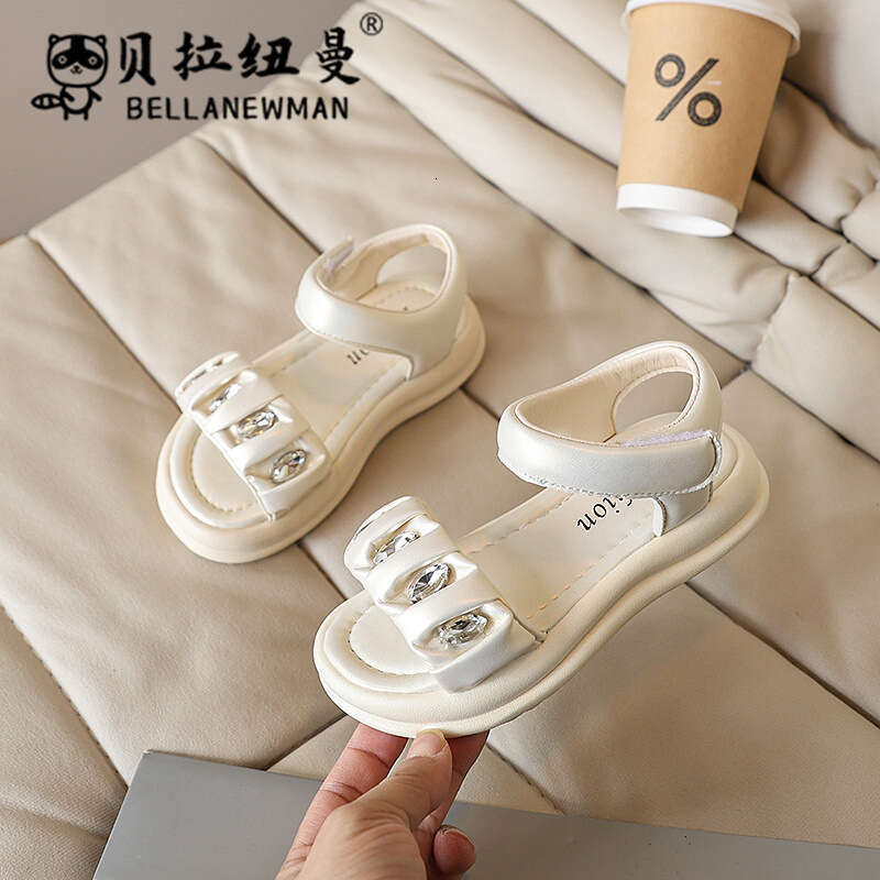 Girls Fashion Rhinestone Princess 2025 Summer New Children's Silver Sports Sandals Big Kids Beach Shoes Trendy