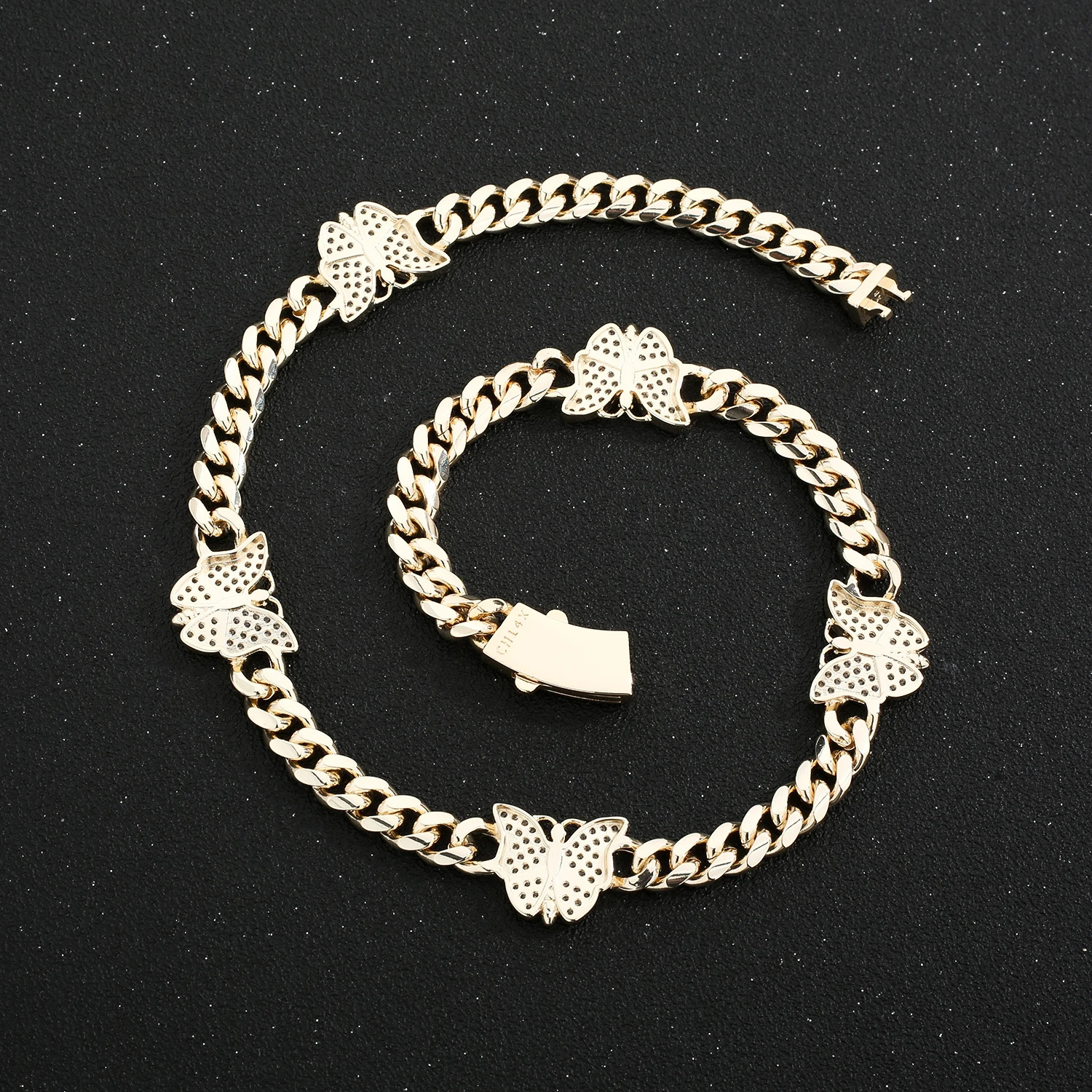 Butterfly Necklace 14K Gold Plated Copper with White Zirconia 45cm 50cm 55cm I2K Layering Jewelry 250712