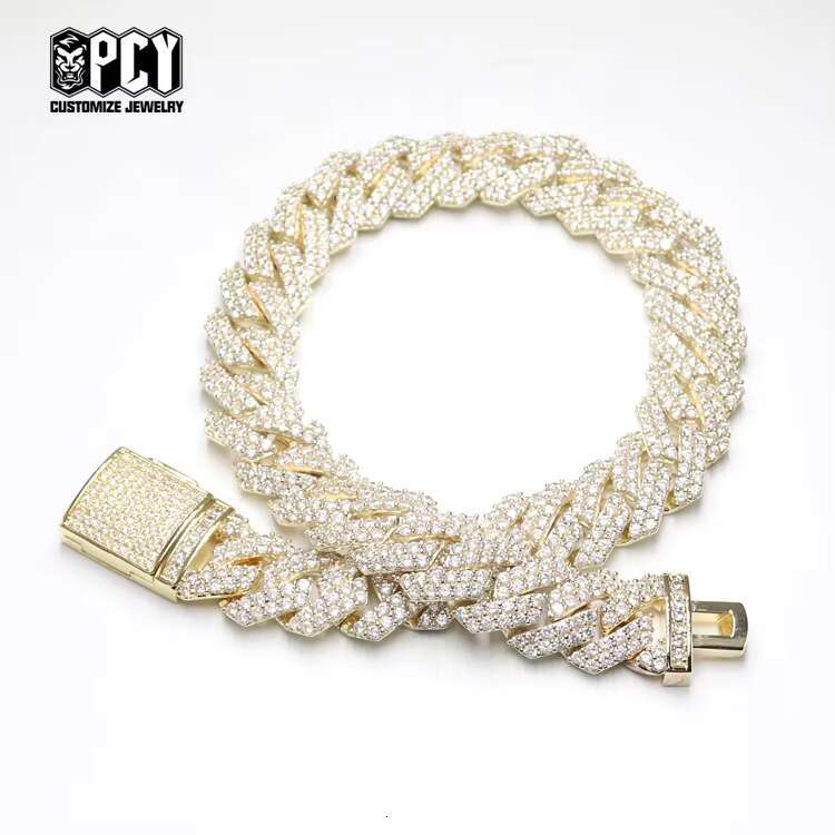 Fashion Jewelry Necklaces Hip Hop Diamond Cuban Link Chain Gold Plated 925 Sterling Silver Necklace Diamond AAA+ Zircon for Men