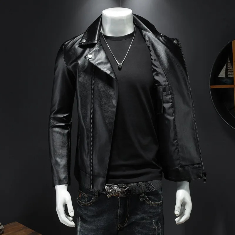 Autumn Motorcycle PU Leather Jacket Men Oversized Casual American Retro Overcoat Unisex Punk Streetwear Coats Bomber Jackets 250708