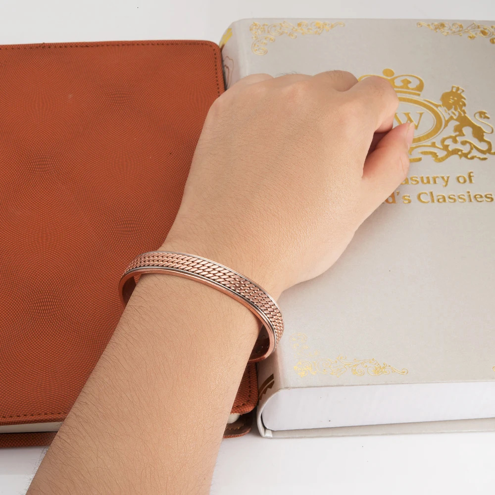 Vinterly Twisted Pure Copper Bracelets Men 12mm Health Energy Magnetic Bangles Benefits Adjustable Open Cuff Jewelry Resizable 250814