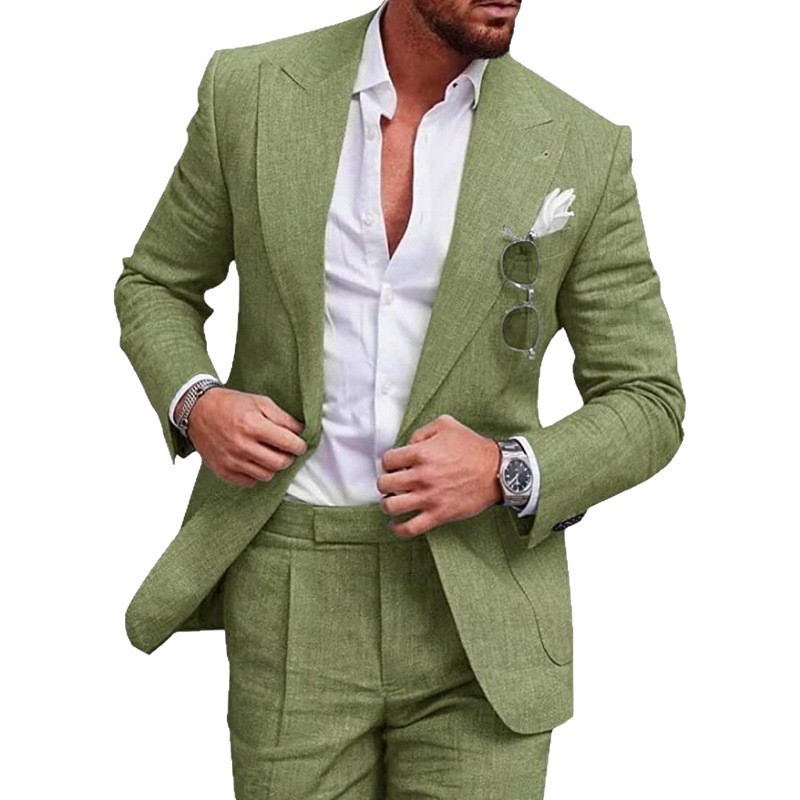 Summer Men Linen Suits Purple 2 Piece Beach Wedding Tuxedos Peaked Lapel Groom Man Casual Slim Fit Male Suit only Blazer 250222