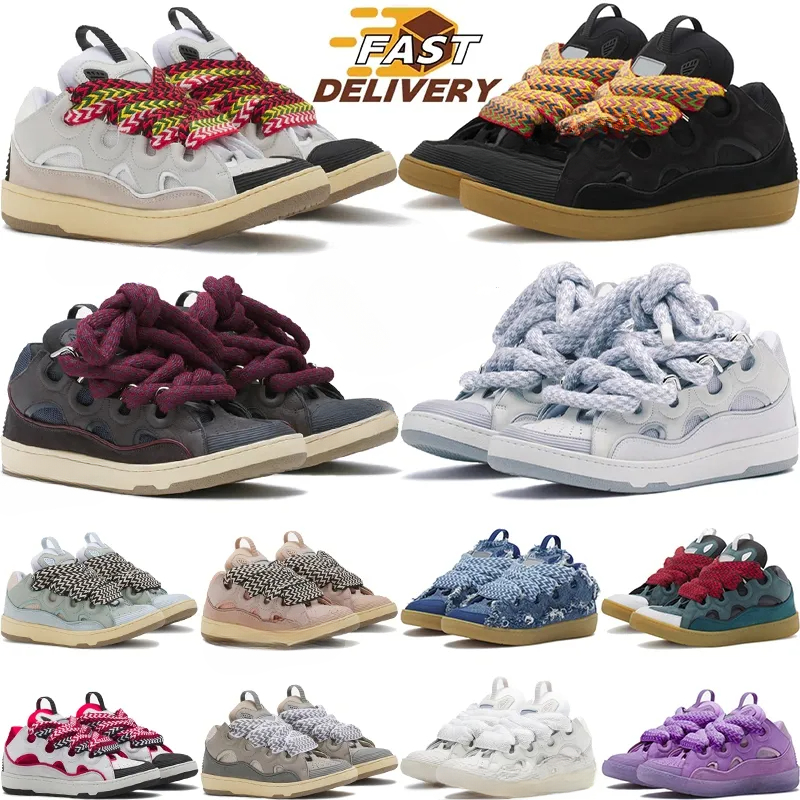 Mens Womens Designer Dress Shoes Embossed Curb Leather Sneakers Denim Blue Pink Green Nappa Calfskin Platform Rubber Sole Casual Trainers