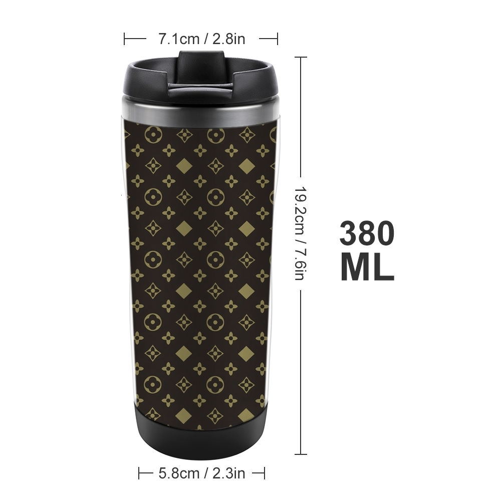 ddmythur Stainless steel water cup gold travel mug with flower and geometry pattern