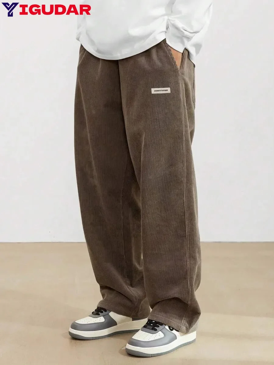 Corduroy pants men clothing Sweatpants LooseFit Casual Pants man baggy hosen Regular Length Trousers cargo pant 250714