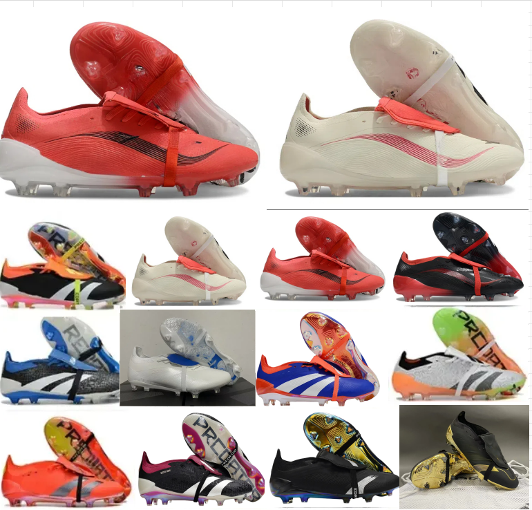 2025Quality Football Boots 30th Anniversary 24 Elite Tongue Fold Laceless Laces FG Mens Soccer Cleats Comfortable Training Leather Football Shoes kids