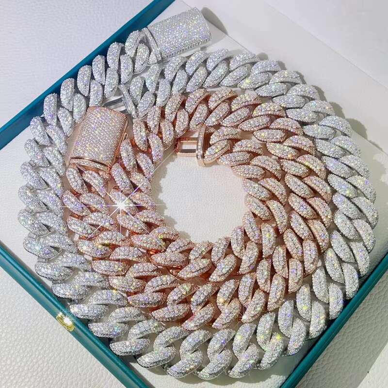 Hip Hop New Arrival 22MM Solid Silver 3D Design Miami Iced Out Moissanite Diamond Cuban Chain