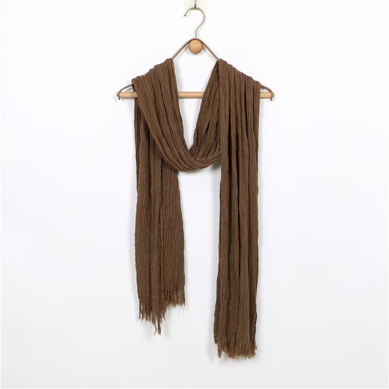 T1212 Spring new style this week fluffy warm neck protection extended tassel loose beard soft cotton and linen shawl scarf
