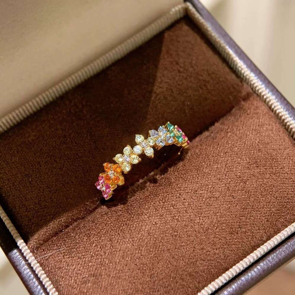 S Pure Silver Monet Garden Dopamine Niche Design High-end Elegant Versatile Exquisite Ring for Women