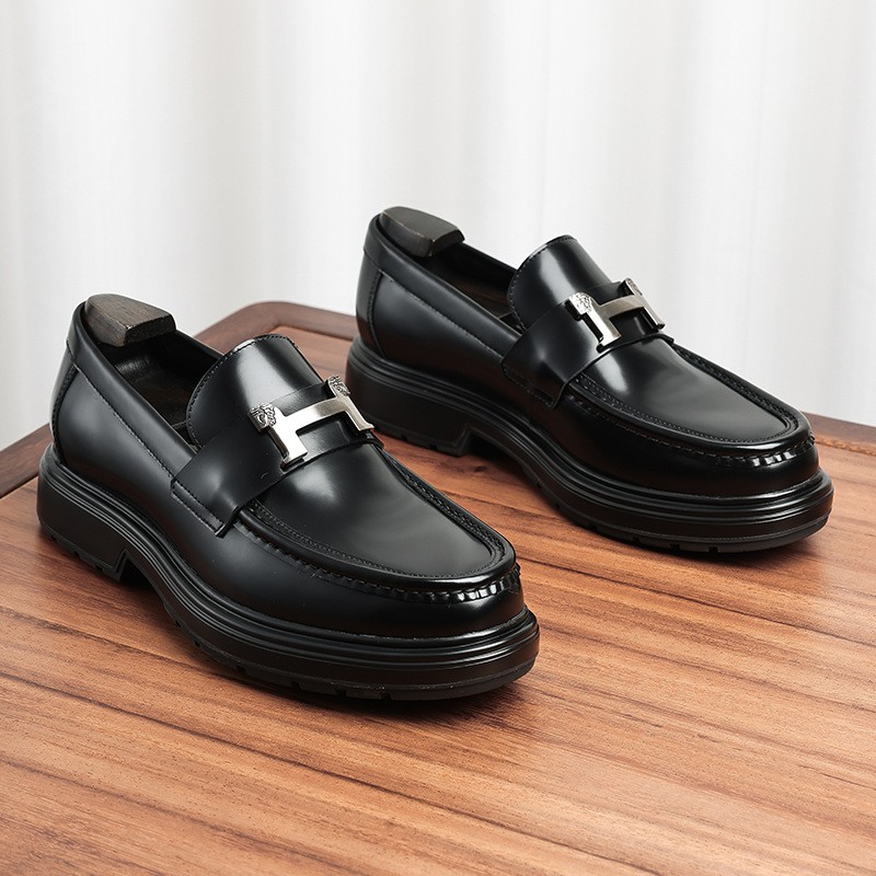 Men's shoes, leather shoes for men, thick-soled European version, made of genuine leather, high-grade wedding shoes, loafers style