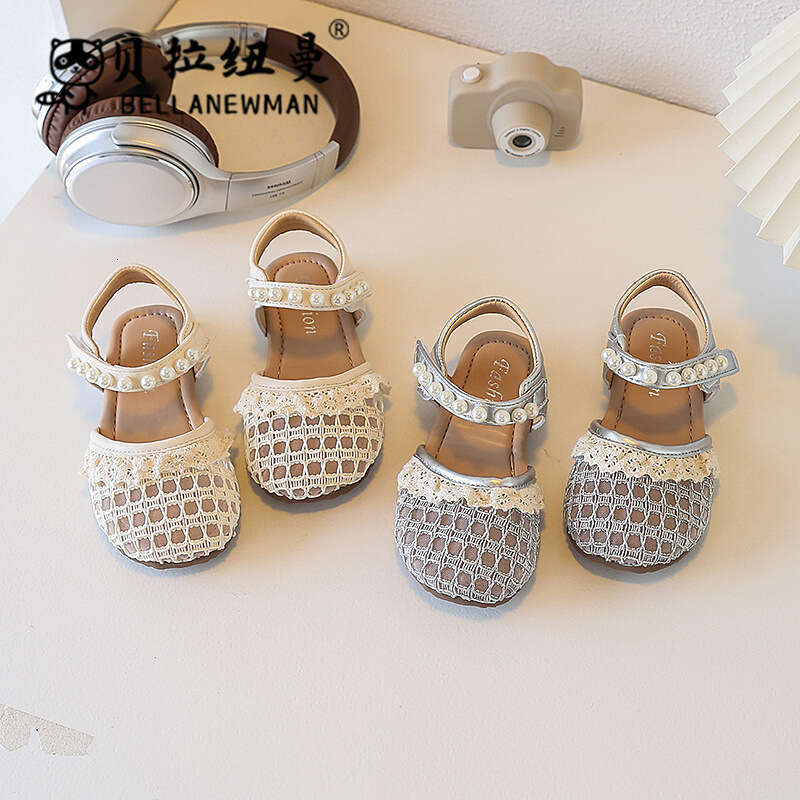Choice Girls Sandals 2025 Summer New Korean Style Children's Fashion Beaded Closed-Toe Princess Baby Shoes