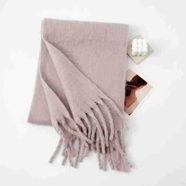 T1207 all-match mohair solid color scarf for women winter thick simple warm enlarged shawl neck