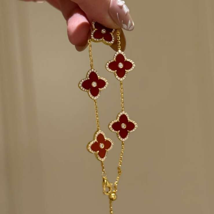 S Two-tone Mother-of-Pearl Four-leaf Clover Fashion Commuting Exquisite Versatile Pure Sier Bracelet