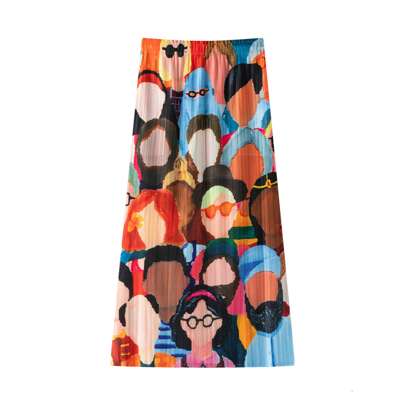 New Women's Skirt, Various Pattern Printed A-line Skirt, Unique Design, Folded Skirt, Women's High Waist Slimming Princess Half Skirt, New D