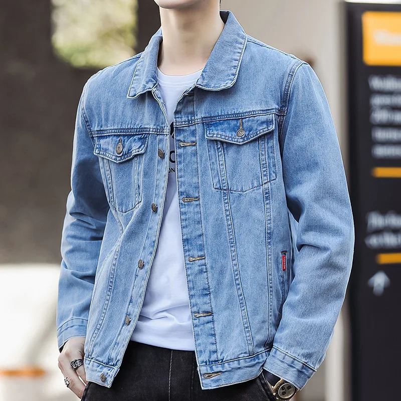 Single Breasted Men Jackets Long Sleeve Coats Denim Turn Down Collar Jacket Washed Distressed Cardigan Outerwear Casual 250704