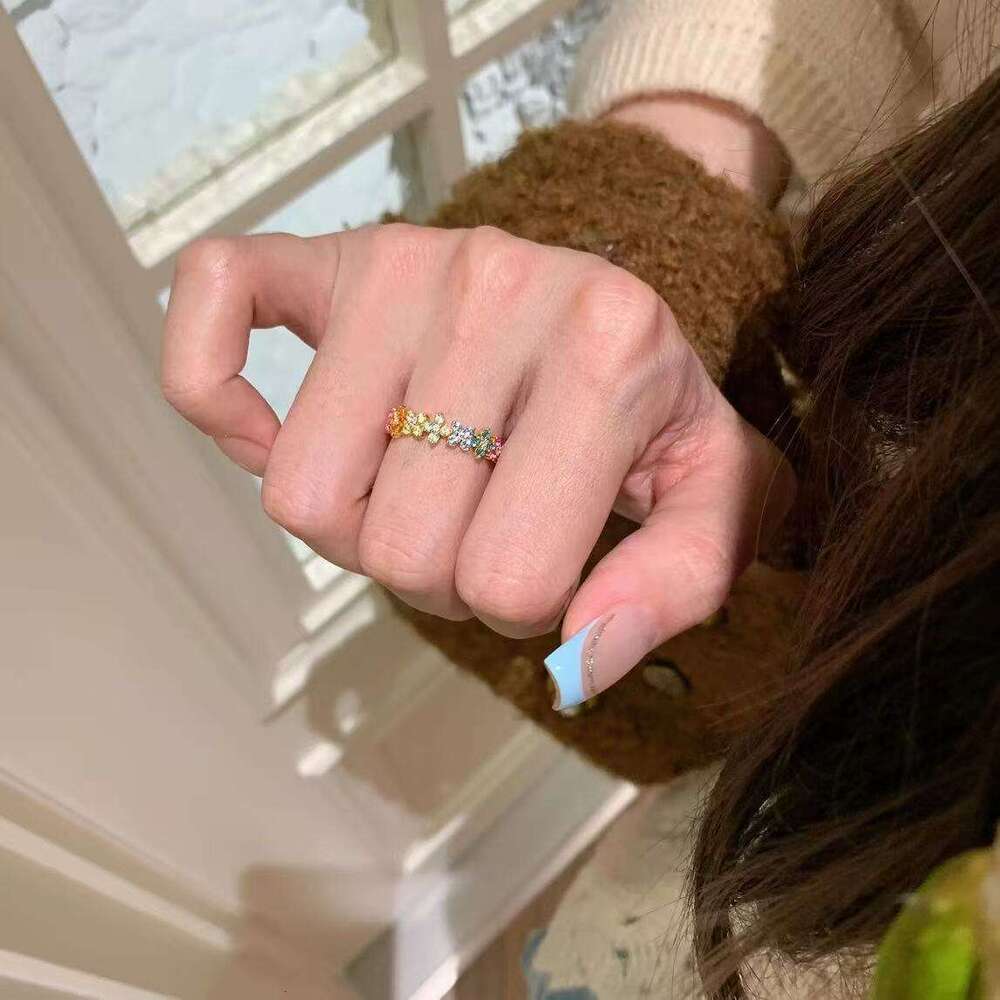 S Pure Silver Monet Garden Dopamine Niche Design High-end Elegant Versatile Exquisite Ring for Women