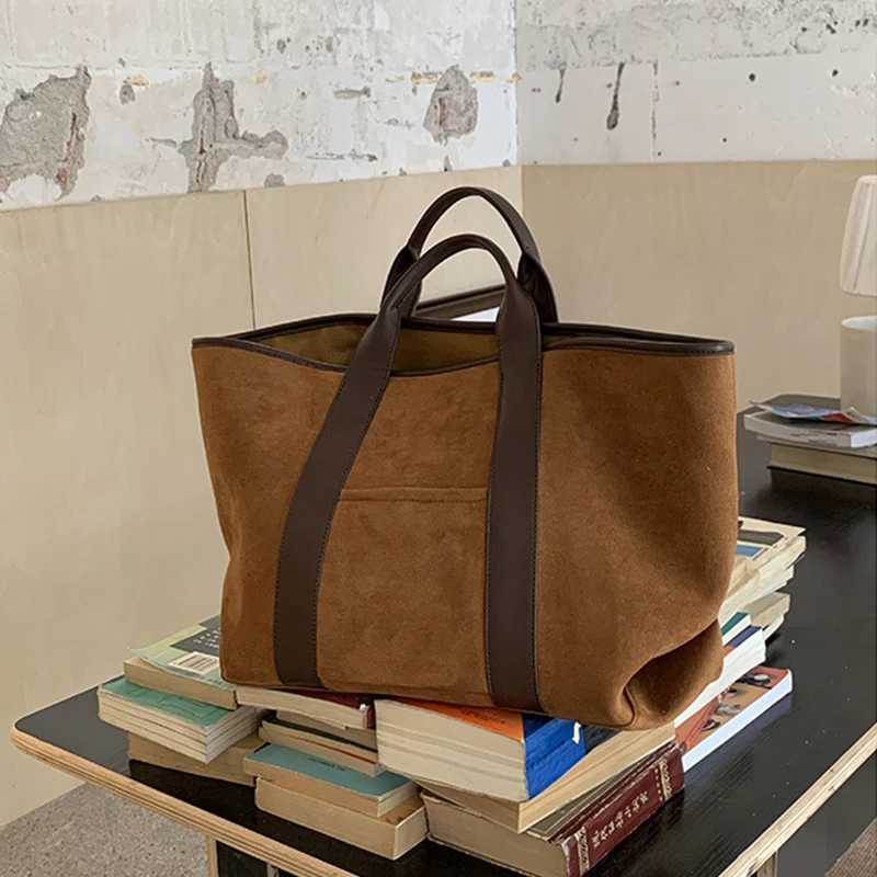 Vintage Suede Large Capacity Handbag Simple All-match Tote Bags Design Casual Top Handle Shoulder Bag For Women