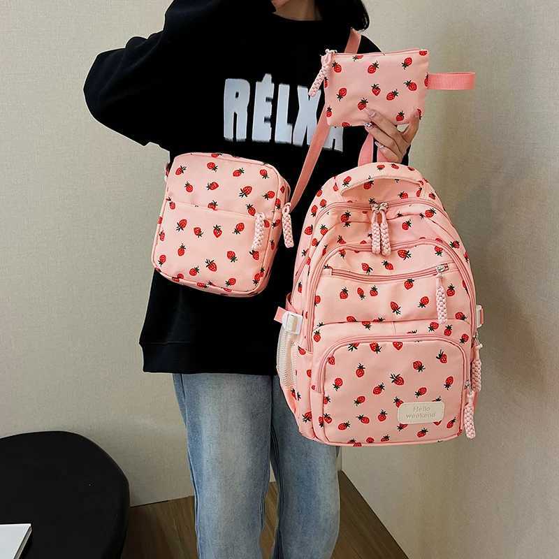 3Pcs/Set Bow Print Backpack with Crossbody Bag and Small Purse Bow Student Bookbag Simple Backpack for Elementary Middle Kids S250714