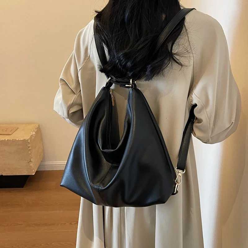 MOODS Shoulder Bags and Backpack Dual-use for Women Soft PU Leather Large Capacity Shopper Totes 2023 Winter New Luxury Handbags Y250718
