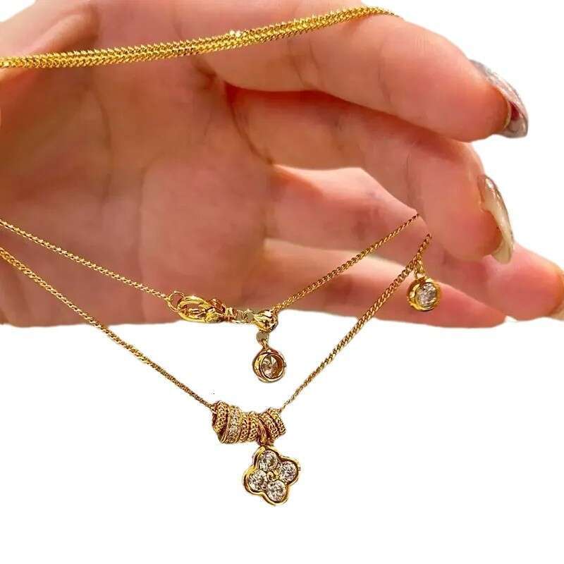 designer necklace Zircon Rhombus Circle Necklace Light High-end Fashion Clavicle Chain Niche Internet Celebrity Temperament New Style Jewelry for Wome