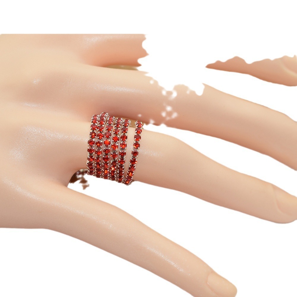 Korean Style Single Row Rhinestone Ring Elastic Ring Inlaid Ring Mixed Batch Elastic Ring 241225