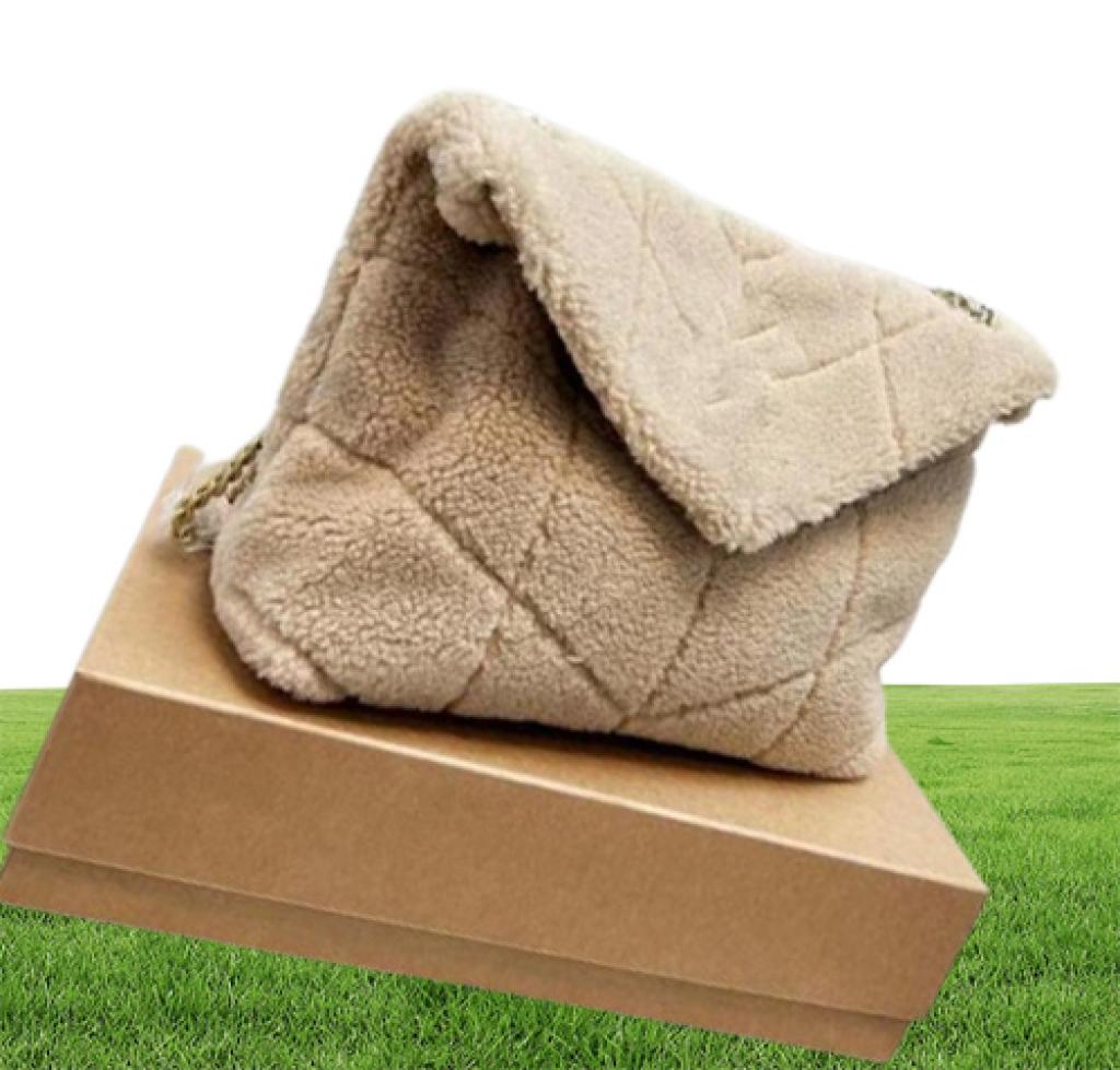 Winter Classic Medium Flap Shearling Fur Bags Fashion Famous Luxury Designer Large Capacity Lambskin Genuine Real Leather Soft Env9082590